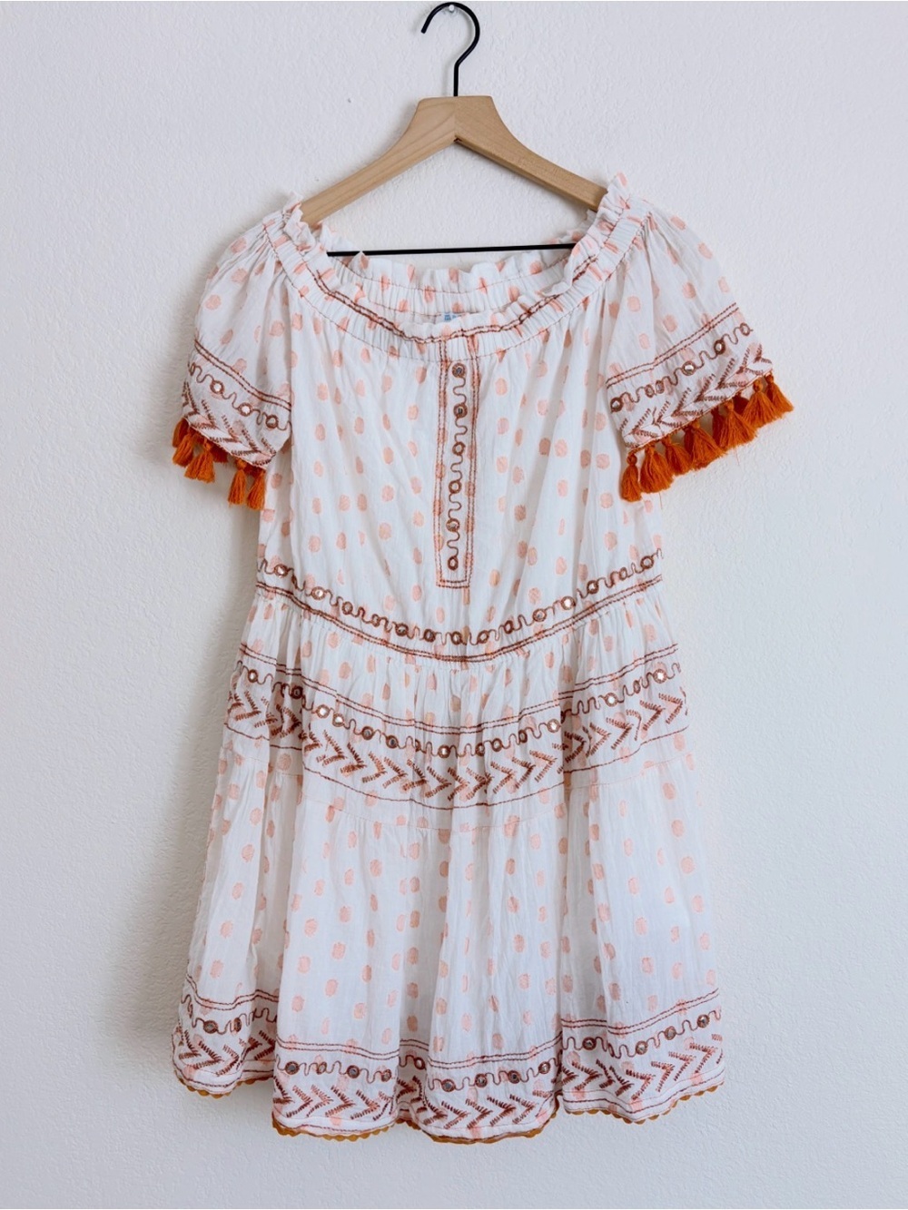 Mer St. Barth Coastal Fringe Mirrored Boho Embroidered Tassel Dress
